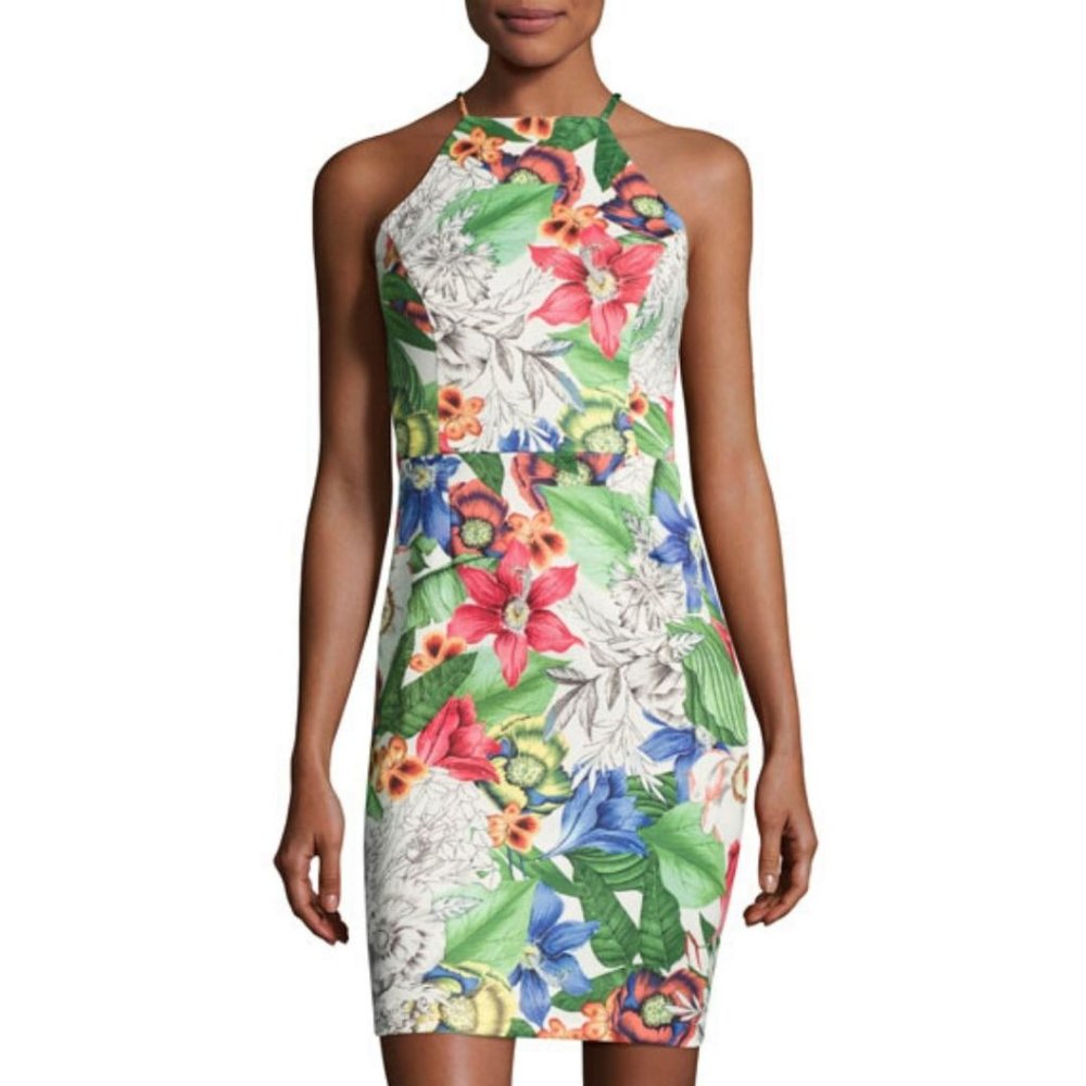 ALEXI ADMOR Floral Scuba Sheath Dress
